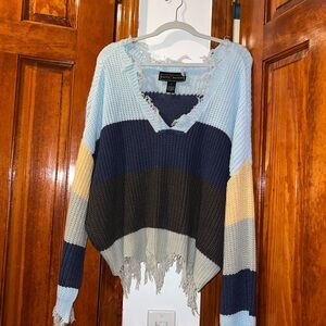 Polly & Esther Blue V-Neck Sweater